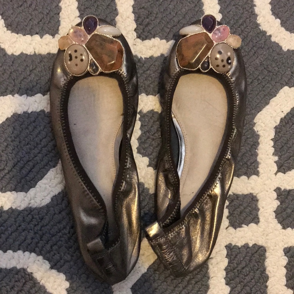 Bronze embellished ballet flats